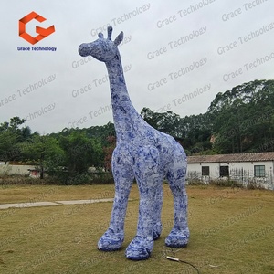 <span class=keywords><strong>Girafe</strong></span> gonflable lumineuse LED, modèle en porcelaine bleue et blanche, ballon animal gonflable pour exposition extérieure - Product Image 6