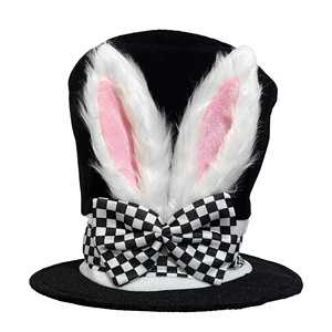 PARTYMENT Cappello da Mago Bianco con Orecchie di Coniglio Pasquale e Fiocco a Reticolo per Bambini, Ideale per Feste a Tema Fiabesco, Feste del Tè e Scenografie all'Aperto - Product Image 2