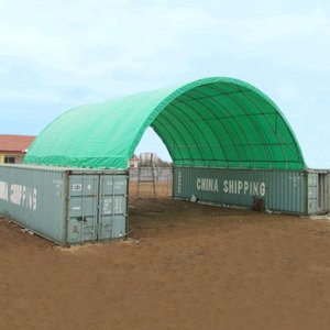 Abri de Toit pour Conteneur en <span class=keywords><strong>Acier</strong></span> Galvanisé + PVC, Pare-Soleil Imperméable Toutes Conditions Météorologiques, Auvent de Garage pour Conteneur Maritime 20ft/40ft - Product Image 1