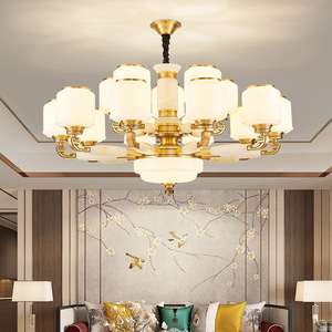 EYPHI โคมไฟระย้าทองแดงสไตล์จีน โคมไฟ LED สีทอง โคมไฟห้องนั่งเล่น โคมไฟห้องนอน - Product Image 1
