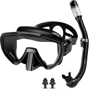 Ensemble de masque de plongée avec tuba sec et bouchons d'oreilles pour adultes, équipement de plongée et de natation, noir émeraude - Product Image 2