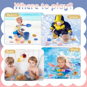 Balde de areia para crianças, conjunto de brinquedos de praia de silicone macio ecológico para bebês, balde de areia para o ar livre de verão