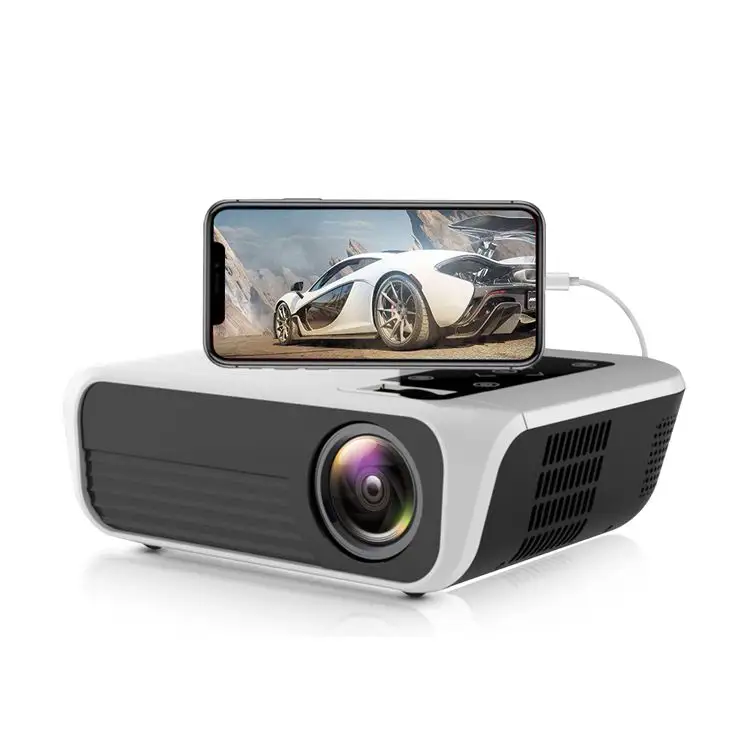 Touyinger Proyektor LED Mini, Proyektor Ponsel Android Mini, Proyektor LED Mini Full Hd 4K 1080P Logo 1920X1080 Home Cinema 5000 Lumens