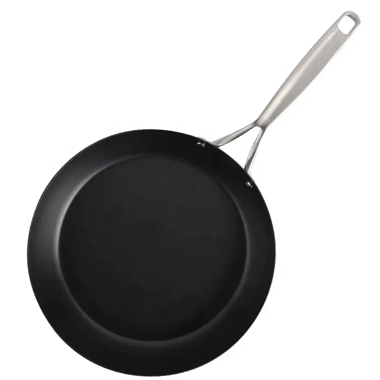 Chinese Cookware Set preseason Carbon Steel Fry Pans With Aluminum Alloy Handle