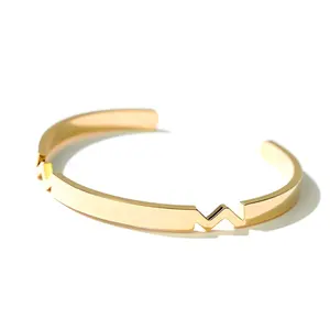 Пользовательские высококачественные стильные настоящие ювелирные изделия полированный минималистичный браслет Au375 9K твердый Золотой Браслет-манжета для женщин