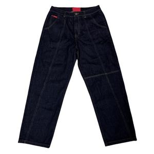 Topshow Denim Selvedge Single Pleat Design Loose <b>Wide</b> <b>Leg</b> Raw Denim Baggy Fit <b>Jeans</b> <b>Men</b> - Product Image 1