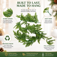 Guirlande de Noël longue en feuilles de cèdre et de pin artificielles, pour cheminée, escalier, porte, table, fournisseur OEM