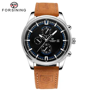 Forsining 8231 vente en gros hommes chinois montre mécanique élégant bracelet en cuir véritable squelette tourbillon caractère montre décontractée