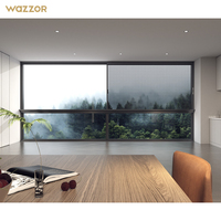 Ventana Corredera de Aluminio Negro con Triple Acristalamiento, Ventana de Aluminio con Doble Vidrio Insonorizado para Balcón, Resistente a Huracanes, para Hotel Wazzor