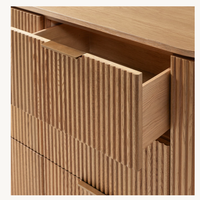 Commode à 6 tiroirs en chêne massif de style nordique moderne de la série Byron, fabriquée à la main, autoportante, pour chambre à coucher, en acier inoxydable, écologique