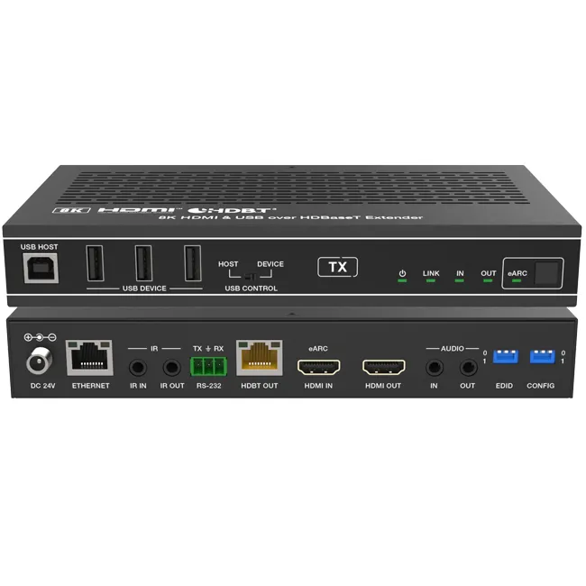 Extender HDMI 8K 4k 120Hz Extender HDMI avec IR eARC ARCPoC RS-232 Ethernet USB pour système home cinéma