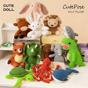 Jouets en tricot en gros : Dinosaures, lapins, éléphants, lions, vaches en coton PP – Cadeau unisexe pour jeunes enfants et bébés - Product Image 1