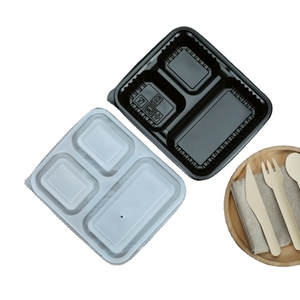 Airtight take out food box clear with lid plastic rectangle container for fast food packaging