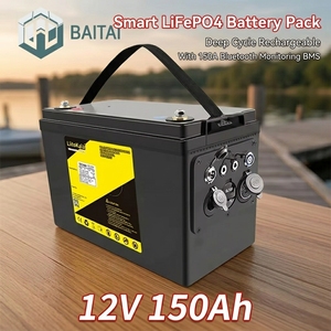 Bateria Inteligente LiFePO4 12V 150Ah de Ciclo Profundo Recarregável de Fosfato de Ferro-Lítio com BMS de Monitoramento Bluetooth 150A - Product Image 1