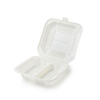 Conteneur alimentaire jetable biodégradable en amidon de maïs à compartiments, blanc, 20,3x20,3 cm, emballage en papier, ensemble de vaisselle de fête