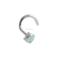 Clous de nez en acier inoxydable poli miroir plaqué zircon, bijoux de piercing tendance, anneau de narine pour femme