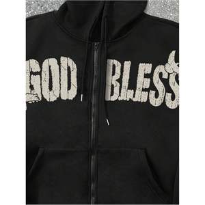 Sweat-shirt à capuche zippé pour homme personnalisé, 100% coton French Terry, respirant, streetwear graphique, veste décontractée - Product Image 3