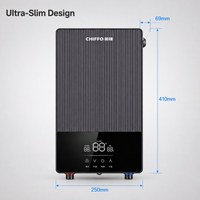 Chauffe-eau électrique instantané sans réservoir 7000W avec boîtier en plastique et commande intelligente pour évier de cuisine, camping-car, voiture et garage