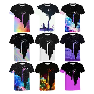 Hübsches Muster Farbe Eimer Kunst 3D bedrucktes Hemd für Männer Digitaldruck T-Shirt Benutzer definierte Unisex Over Print OEM und ODM T-Shirts