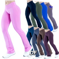 Legging de sport évasé sans couture pour femme, taille mi-haute élastique, en Spandex/Nylon extensible quadridirectionnel, idéal pour le yoga et le fitness