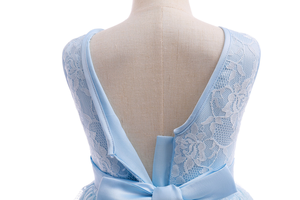 Elegante Abito da Sera Ricamato Blu Cielo 4-5 Anni, Vestito da <span class=keywords><strong>Damigella</strong></span> d'Onore Floreale in Pizzo Ricamato a Mano, Abito da Ballo Personalizzato per Bambina, Abito da Principessa per Feste - Product Image 5