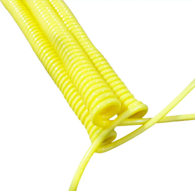 Cordón decorativo de varias especificaciones de tamaño personalizado, amarillo, PU, alambre espiral sólido, resorte de bobina, cuerda, Cable espiral
