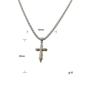 Men's Stainless Steel Cross Pendant <b>Necklace</b> Geometric Design Punk Retro Style 120219 - Product Image 5