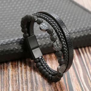 Bracelet en cuir tressé multicouche pour homme, charme Arbre <span class=keywords><strong>de</strong></span> Vie, perles en œil <span class=keywords><strong>de</strong></span> tigre naturel, fermoir magnétique en alliage, bijoux décontractés - Product Image 6