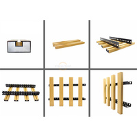 Plafón Decorativo de Lamas de Aluminio para Pared, Pasillo, Vestíbulo, Tienda con Forma de U y Acabado en Madera con Iluminación