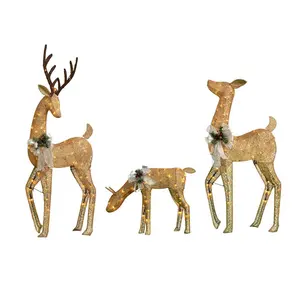 Wholesale 3D 3PK 175L LED Christmas Standing Reindeer Deer fairy Light For Yard Outdoor Decoration