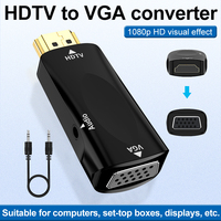 Adaptador HDTV a VGA de 1080P con Conector de Audio de 3.5mm, Material ABS, Convertidor HDTV a VGA para PC/Decodificador, Plug-and-Play