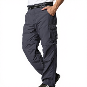 Pantalones de Senderismo para <span class=keywords><strong>Hombre</strong></span>, Convertibles, Transpirables, Casuales, Oxford, con Cierre de Cremallera, Secado Rápido, Cordón Ajustable, Cintura Media, Coolmax, para Pesca, Viajes, Safari - Product Image 1