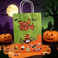 Sacs cadeaux en papier kraft pour Halloween en gros avec motifs d'araignées et de fantômes, sacs à bonbons portables personnalisables
