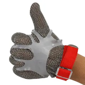 Corte Resistente Aço Inoxidável Metal Malha Chainmail Butcher Luvas Meat Cutting Food Processing Knife Sharpen nível 5 proteção