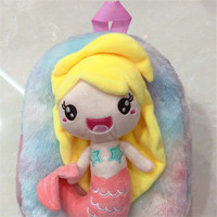 ZONOBLE Sacs à dos scolaires en peluche douce pour la maternelle, personnalisés, mignons, colorés, en forme de sirène, rembourrés en coton PP, unisexe