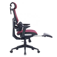 Chaise de bureau pivotante exécutive 2024 rouge à dossier haut avec accoudoirs 4D, design moderne, ergonomique, en maille, avec repose-pieds, pour bureau à domicile, cinq étoiles