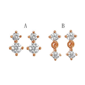 Gemnel Daily Wear 18k <b>Gold</b> Plated 925 Silver <b>Drop</b> Diamond Stud <b>Earring</b> - Product Image 4
