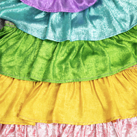 Gaun Anak Perempuan Grosir, Model Kue Bertingkat Pelangi dengan Foil Metalik, Tali Ikat, untuk Pesta Ulang Tahun, Kontes, dan Pertunjukan Panggung, Ukuran 3-12 Tahun