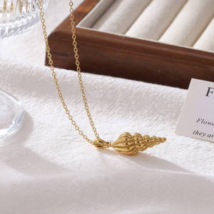 Collar de Bisutería de Moda para Mujer, Conjunto de Collar y Colgante de Acero Inoxidable con Concha - Product Image 3