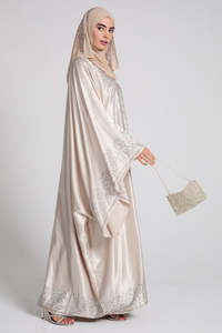LEDUO Customized Popular Luxury Elegant Satin Crystal Embellished Muslim Formal Wedding <b>Dress</b> - Product Image 2
