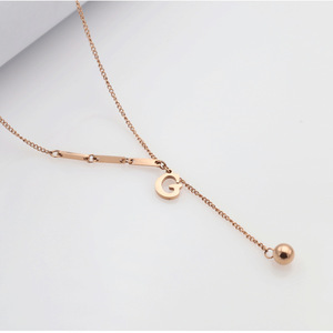 Rose Gold Letter Pendant Necklace Women's Clavicle Chain Everyday Wear Titanium Steel Alphabet Design - Product Image 3
