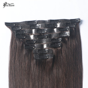 Commercio all'ingrosso della fabbrica capelli Remy capelli <span class=keywords><strong>a</strong></span> doppia disegnata brasiliana Raw <span class=keywords><strong>Clip</strong></span>-in <span class=keywords><strong>extension</strong></span> per capelli di colore scuro senza soluzione di continuità - Product Image 2