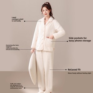 2025 autunno inverno da donna <span class=keywords><strong>in</strong></span> <span class=keywords><strong>pile</strong></span> di corallo <span class=keywords><strong>pigiama</strong></span> da donna taglie forti <span class=keywords><strong>in</strong></span> velluto imbottito morbido soffice caldo tinta unita semplice casa per ragazze - Product Image 4