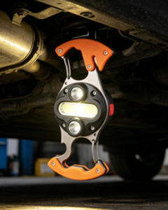 Portable <b>Double</b> Carabiner COB Flashlight with 3 Light Sources Bottle Opener Waterproof <b>USB</b> Rechargeable Work Light for Outdoor S - Product Image 4