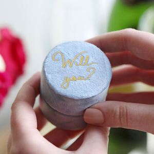 Jewelry Packaging in Blue Valentine's Day Wedding Ring <b>Velvet</b> <b>Box</b> - Product Image 4