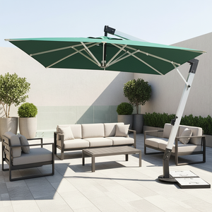Factory Wholesale Premium <strong>Large</strong> Aluminum Heavy Duty Hanging Cantilever <strong>Umbrella</strong> <strong>Windproof</strong> Waterproof Foldable with Marble Base - Product Image 1