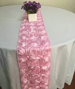 장미 직사각형 테이블 러너 핑크 파티 결혼식 생일 파티 3D 꽃 테이블 러너