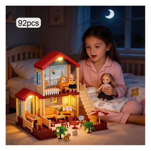 Pretend <b>Play</b> <b>Plastic</b> Doll House Toy with Furniture Pool Balcony Bedroom <b>Kitchen</b> Bathroom Gift for Children - Product Image 5