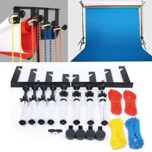 Photography Triple 4-Roller Wall Mount Manual Background Support System For Mounting 4 Background ES-B4