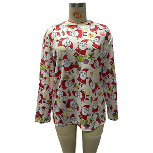 Nuovo 100% poliestere autunno sciolto donna Top donna natale maniche lunghe camicetta Casual lavorato a maglia donna Top - Product Image 1
